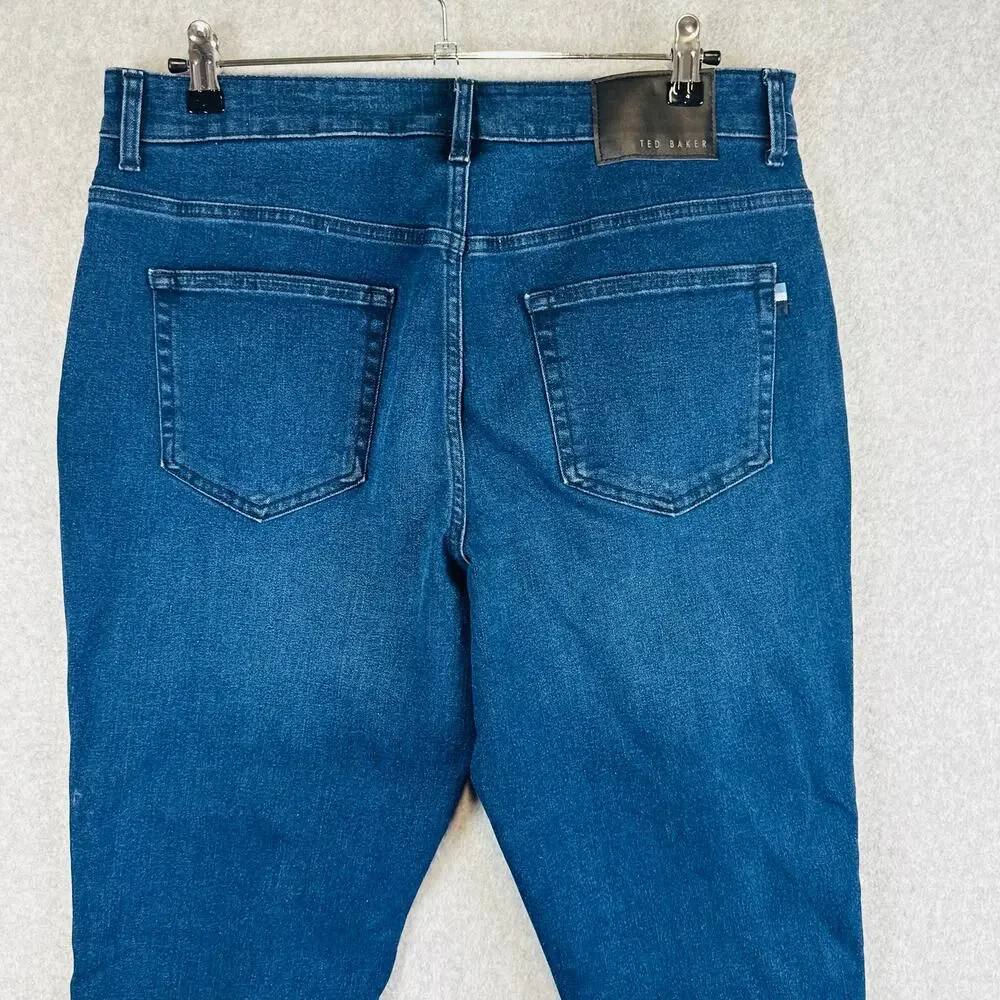 Ted Baker Mens 34 X 30 Jeans Slim Blue Denim Pockets Stretch Pockets 1889005